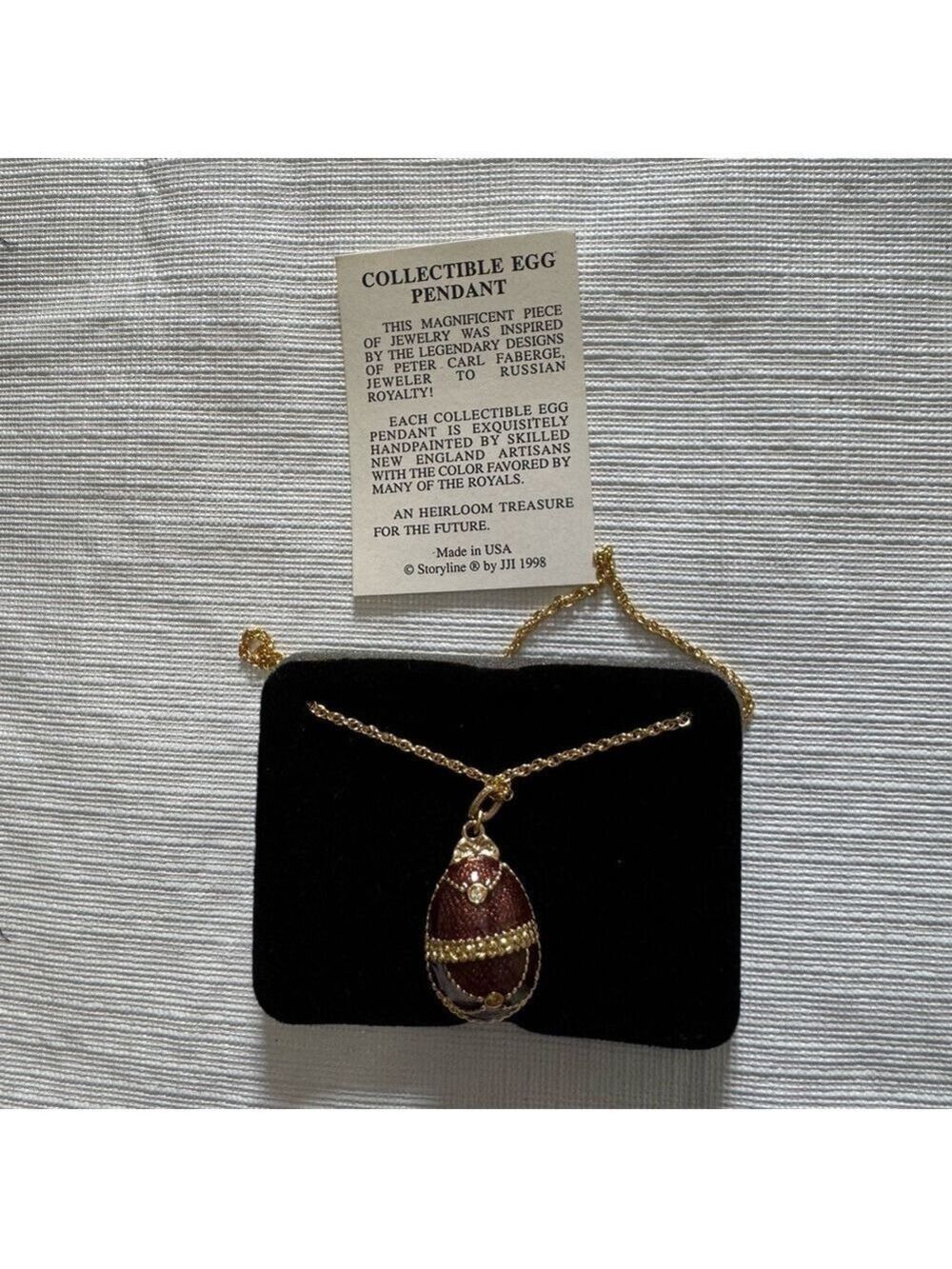 JJI 1998 Storyline Gold and Red Collectible Egg Pendant Necklace